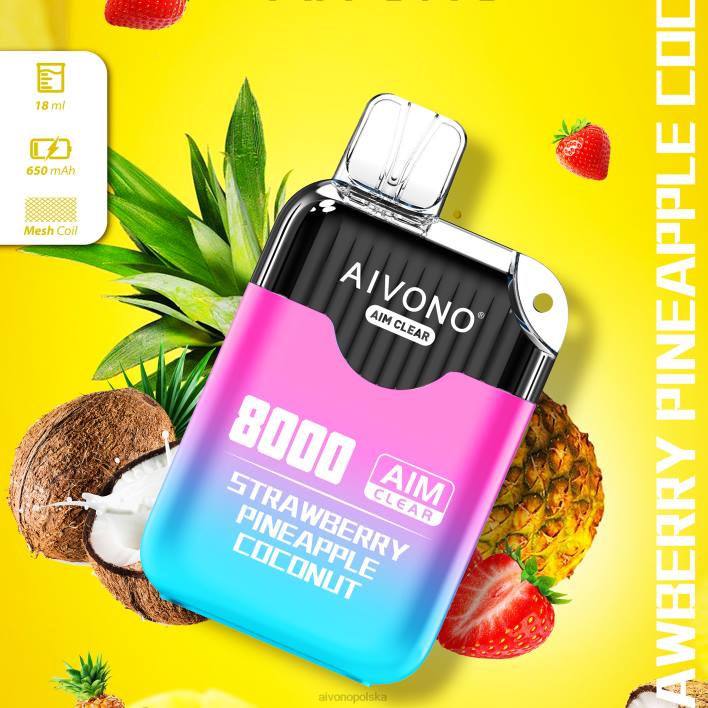 Aivono Polska - Aivono AIM CLEAR 8000 truskawka ananas kokos F4H8207