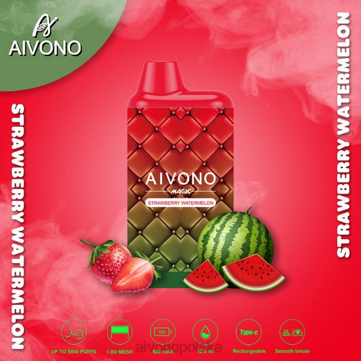 Aivono Polska - Aivono AIM MAGIC Papieros w pudełku ustnym 5800 arbuz truskawkowy F4H899