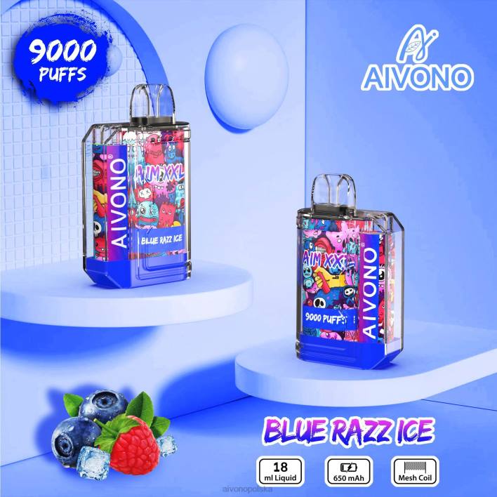 Aivono Polska - Aivono AIM XXL Przezroczysta naklejka na usta 9000 niebieski razz lód F4H854