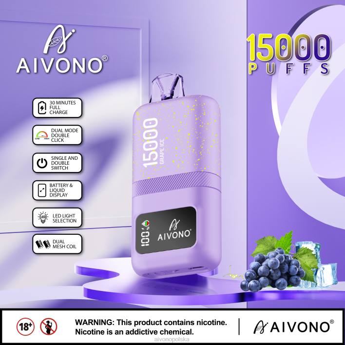 Aivono Polska - Aivono AIM magic 15000 lód winogronowy F4H860