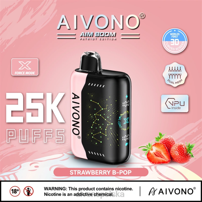 Aivono Vape - Aivono AIM BOOM 25000 truskawkowy b-pop F4H8352