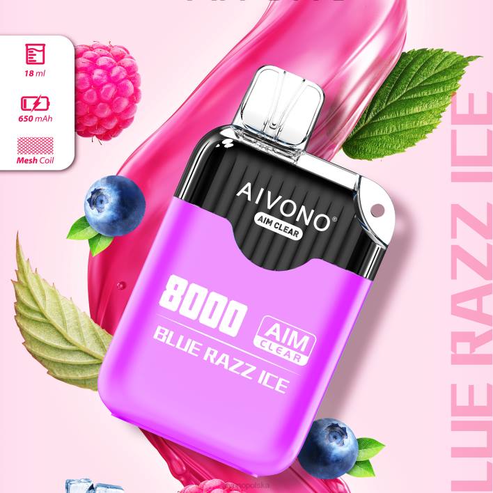 Aivono Vape - Aivono AIM CLEAR 8000 niebieski razz lód F4H8202