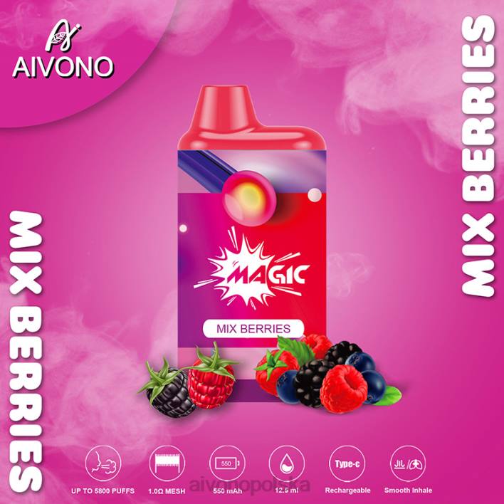 Aivono Vape - Aivono AIM MAGIC Papieros w pudełku ustnym 5800 wymieszać jagody F4H8100