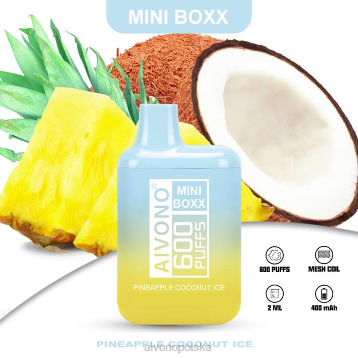 Aivono Vape - Aivono AIM MINI BOXX 600 ananasowy lód kokosowy F4H8238