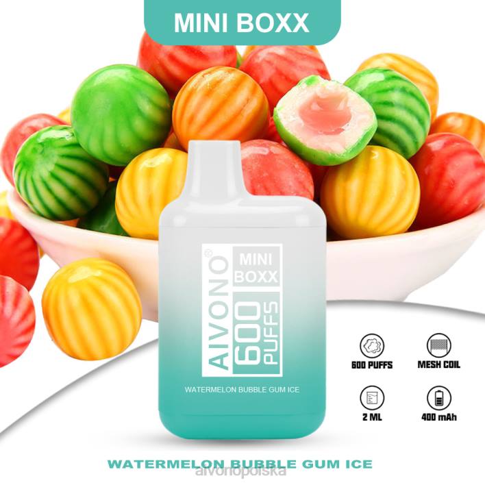Aivono Vape - Aivono AIM MINI BOXX 600 lód z gumy balonowej arbuzowej F4H8235