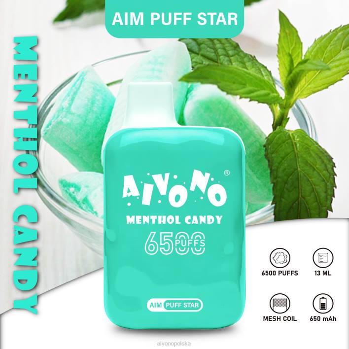 Aivono Vape - Aivono AIM PUFF STAR 6500 cukierki mentolowe F4H8295