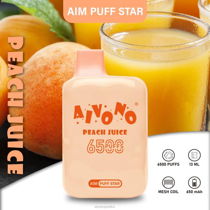 Aivono Vape - Aivono AIM PUFF STAR 6500 sok brzoskwiniowy F4H8289