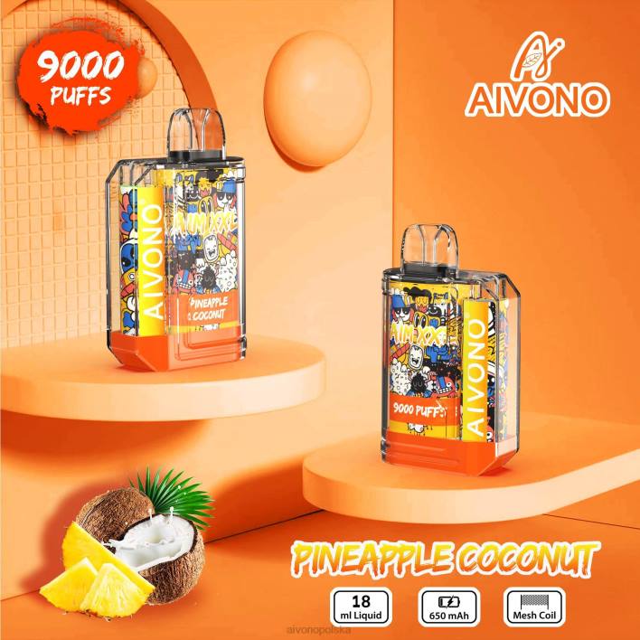 Aivono Vape - Aivono AIM XXL Przezroczysta naklejka na usta 9000 ananas kokos F4H852