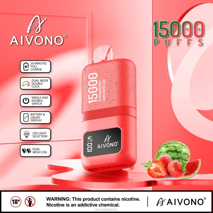 Aivono Vape - Aivono AIM magic 15000 arbuz truskawkowy F4H858