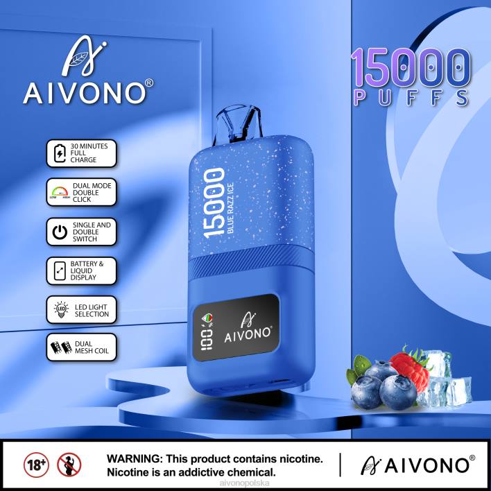 Aivono Vape - Aivono AIM magic 15000 niebieski razz lód F4H864