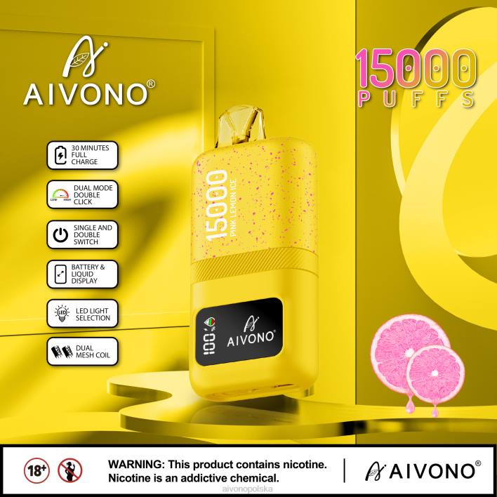 Aivono Vape - Aivono AIM magic 15000 różowy lód cytrynowy F4H861