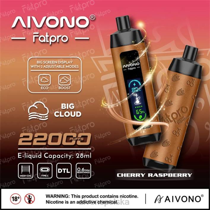 Aivono Vape - Aivono Fatpro 22000 wiśnia malina F4H84