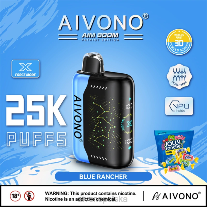 Aivono Vape Review - Aivono AIM BOOM 25000 niebieski farmer F4H8344