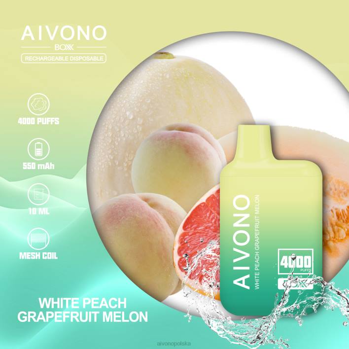 Aivono Vape Review - Aivono AIM BOXX 4000 melon grejpfrutowo-biały brzoskwiniowy F4H8224
