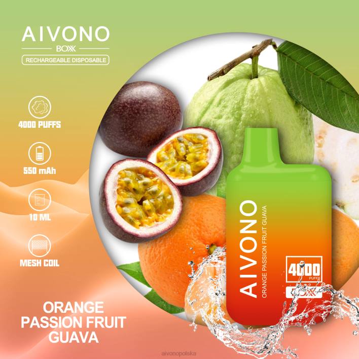 Aivono Vape Review - Aivono AIM BOXX 4000 pomarańczowa guawa z marakui F4H8212