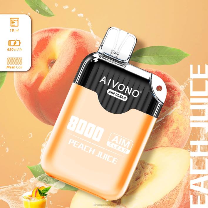 Aivono Vape Review - Aivono AIM CLEAR 8000 sok brzoskwiniowy F4H8203