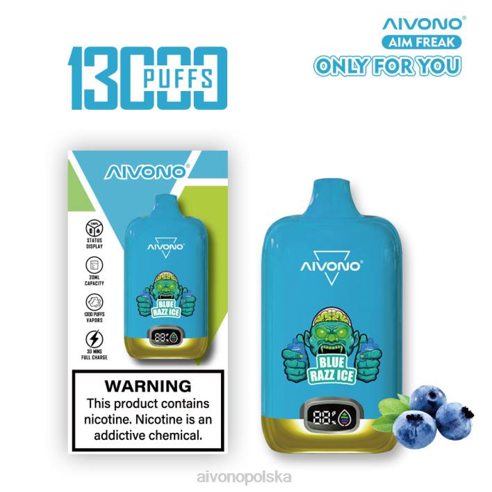 Aivono Vape Review - Aivono AIM FREAK 13000 niebieski razz lód F4H8242