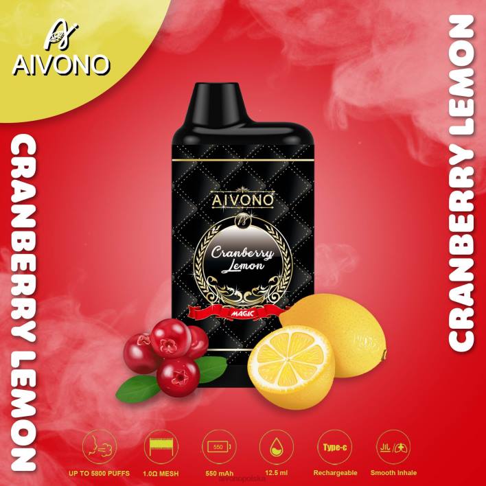 Aivono Vape Review - Aivono AIM MAGIC Papieros w pudełku ustnym 5800 cytryna żurawinowa F4H889