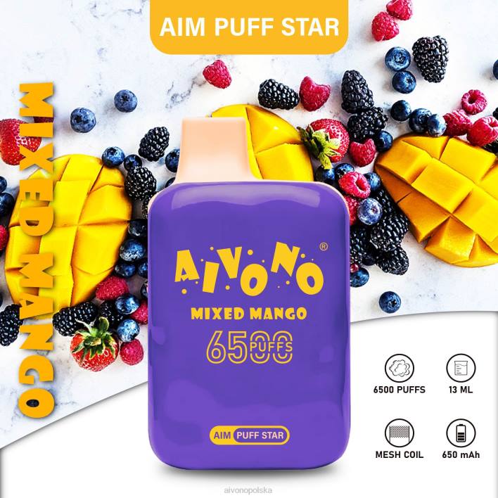 Aivono Vape Review - Aivono AIM PUFF STAR 6500 mieszane mango F4H8296
