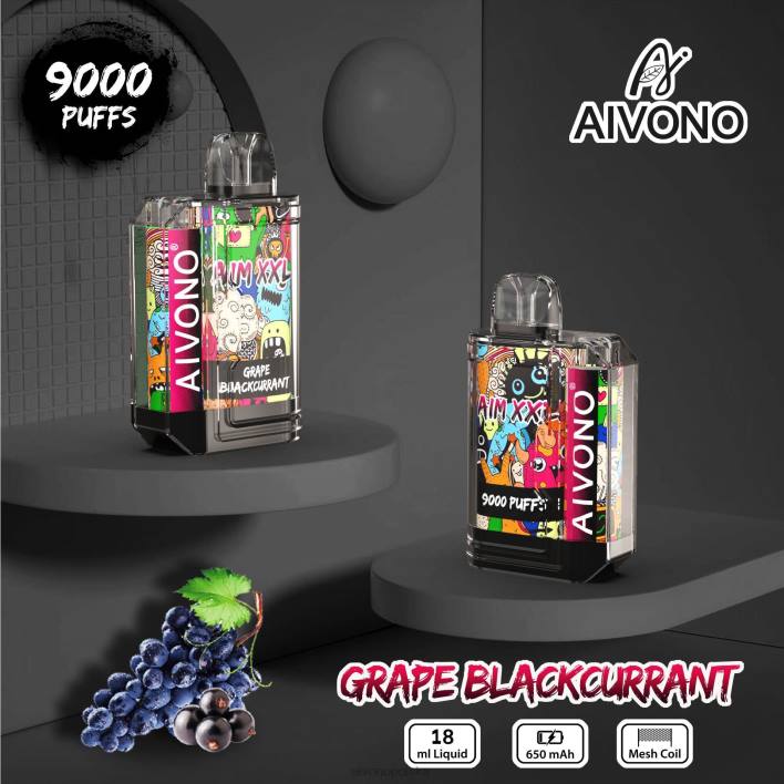 Aivono Vape Review - Aivono AIM XXL Przezroczysta naklejka na usta 9000 winogronowa czarna porzeczka F4H856