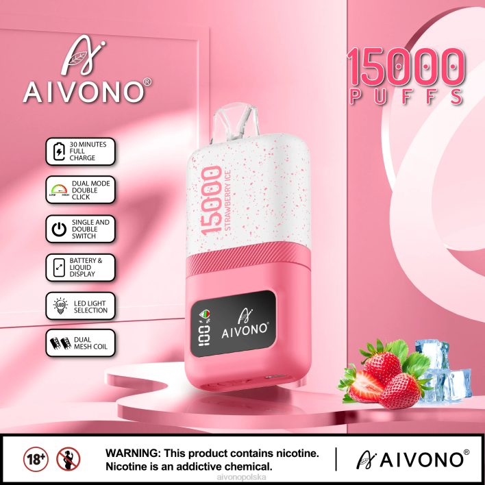 Aivono Vape Review - Aivono AIM magic 15000 lód truskawkowy F4H871