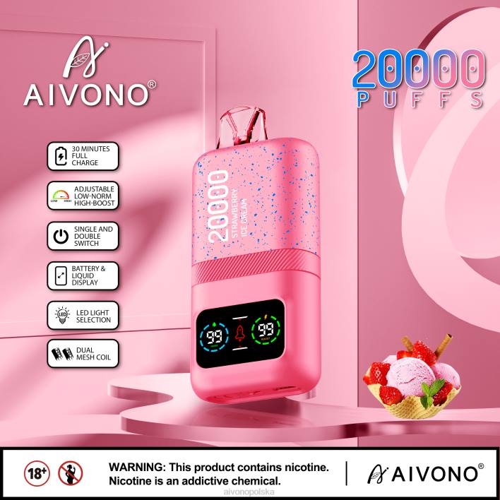 Aivono Vape Review - Aivono AIM magic 20000 lody truskawkowe F4H880