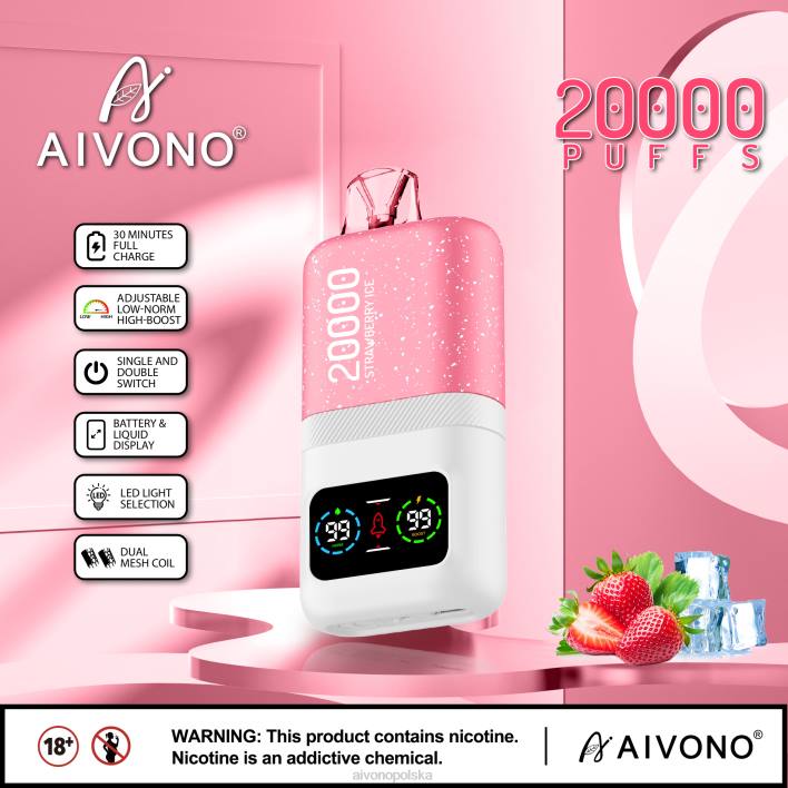 Aivono Vape Review - Aivono AIM magic 20000 lód truskawkowy F4H874