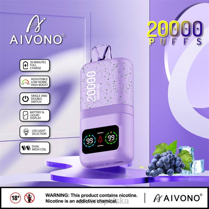 Aivono Vape Review - Aivono AIM magic 20000 lód winogronowy F4H886