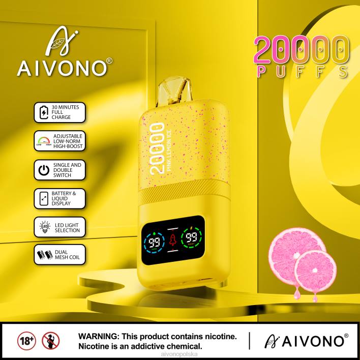 Aivono Vape Review - Aivono AIM magic 20000 różowy lód cytrynowy F4H883