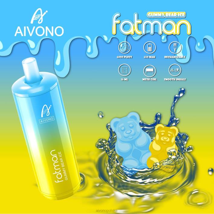 Aivono Vape Review - Aivono FATMAN 6800 żelkowy lód niedźwiedź F4H832