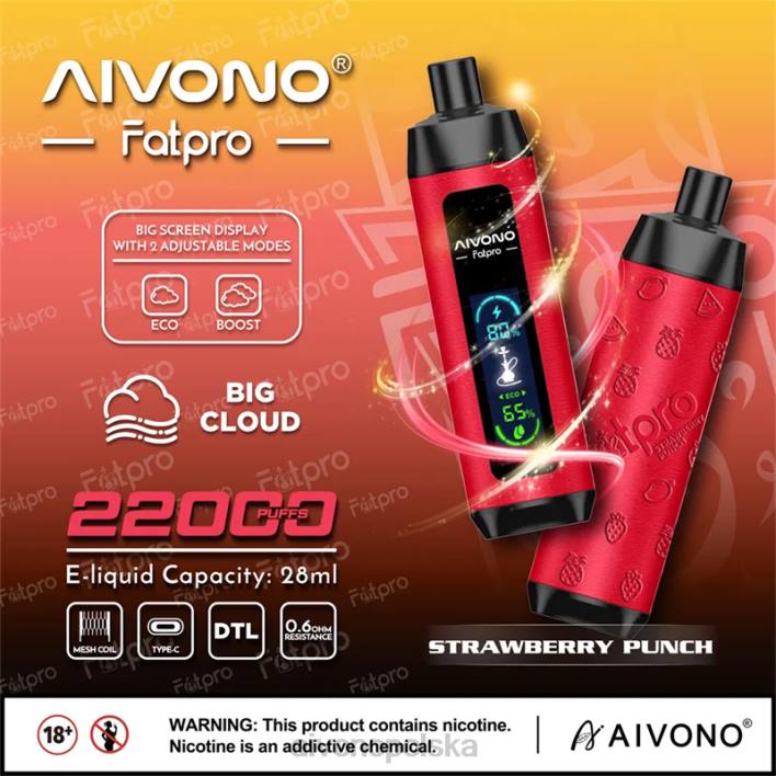 Aivono Vape Review - Aivono Fatpro 22000 poncz truskawkowy F4H88