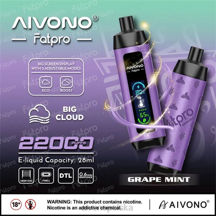 Aivono Vape Review - Aivono Fatpro 22000 winogrono-mięta F4H82