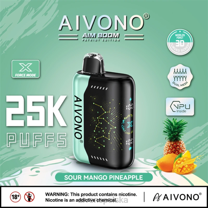 Aivono Polska - Aivono AIM BOOM 25000 kwaśny ananas mango F4H8351
