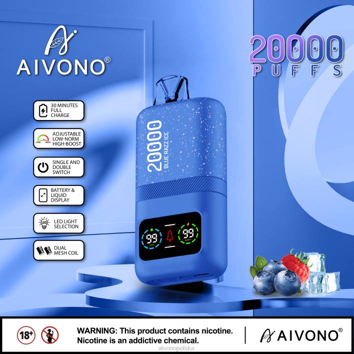 Aivono Vape - Aivono AIM magic 20000 niebieski razz lód F4H879