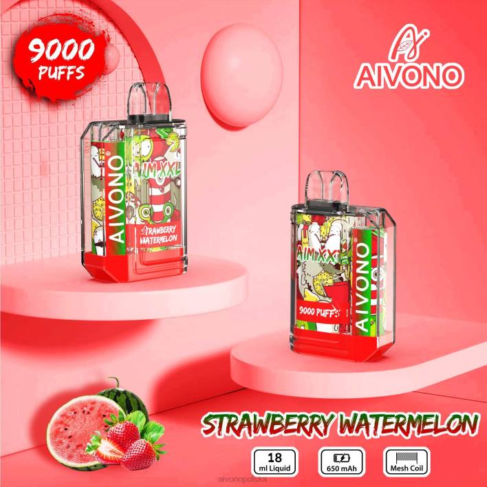 Aivono Vape Review - Aivono AIM XXL Przezroczysta naklejka na usta 9000 arbuz truskawkowy F4H853